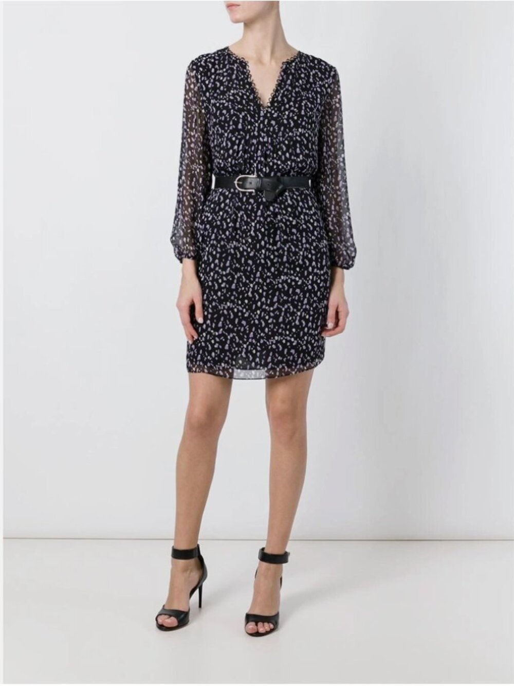 Diane Von Furstenberg Silk Shift Dress 6 Black Purple Print Boho Luxe Mini